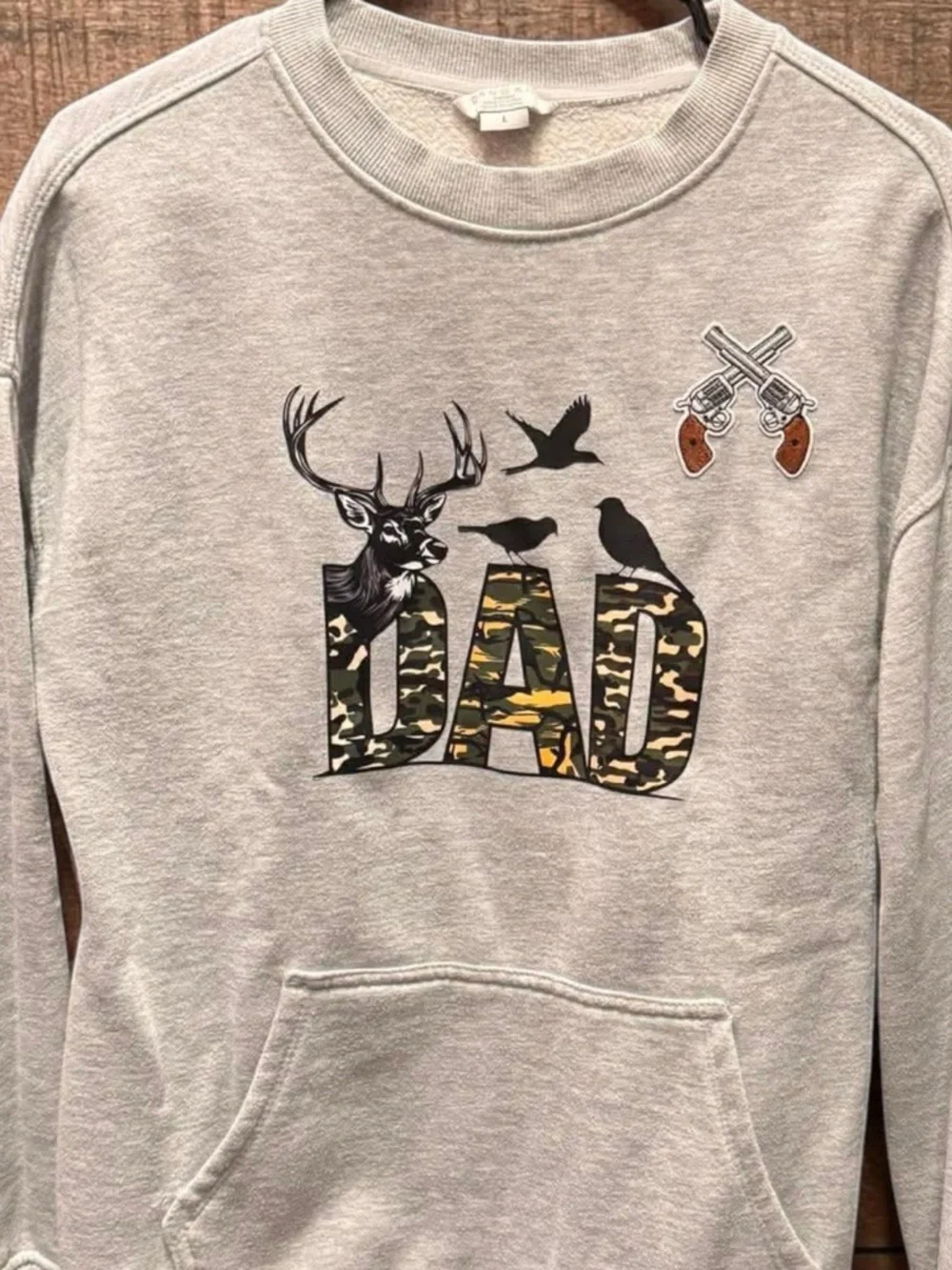Gray 'DAD' EMBROIDERED Graphic Crewneck Sweater LARGE